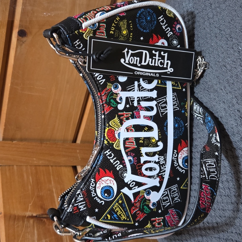 Von Dutch Black Jax Shoulder Bag NWT